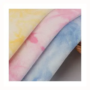 In stock combed soft 100% cotton fabric tie dyed french terry fabric for clothes