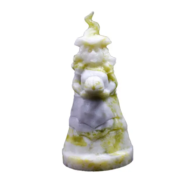 Decoração de cristal de bruxa para decoração, feita de jade, verde e natural, ornamental, para decoração de casa