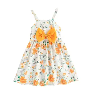 Dress For Kids Children 1-6 Years Old Beach Dress Casual Bowknot Flower Skirt Fashion Girls' Dresses