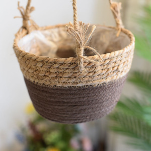 YO006 Offre Spéciale pots de planteur rond de fleur de jardin en osier panier suspendu avec Doublure en plastique pour la décoration de la maison - Product Image 4