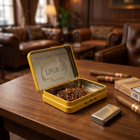 Boîte à tabac personnalisée en métal jaune à charnières, recyclable, écologique, étui à cigarettes rectangulaire portable, vente en gros, imprimé, faible MOQ