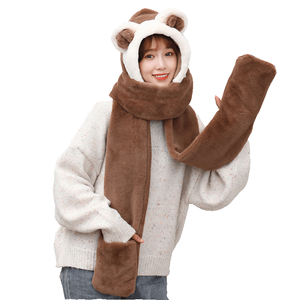 Chapeau de coton pour femmes, écharpe de protection des oreilles sauvages, une pièce à trois pièces, double épaissi, bonnet chaud du nord-est, automne et <span class=keywords><strong>hiver</strong></span> - Product Image 1