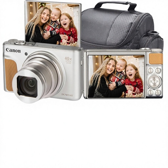 SX740 HS Lite Edition Digital Camera (Silver) 64GB Memory Card 2 NB13L Battery 31x-40x Optical Zoom 2"-3" Screen Displacement