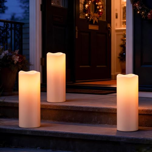 Flickering Flameless Waterproof Windproof <b>Battery</b> <b>Operated</b> Pillar LED Candle with Remote Timer for Outdoor <b>Lanterns</b> Indoor Decor - Product Image 2