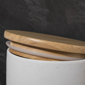 Cuenco de cubierta de bambú blanco y azul de <span class=keywords><strong>Merlin</strong></span> Living con tarro de cerámica nórdico dibujado a mano, decoración de lujo para el hogar, almacenamiento de alimentos - Product Image 6