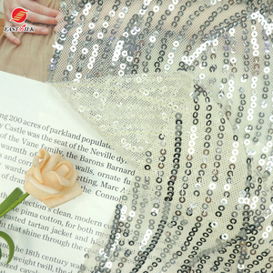 Fabricante de alta calidad Material de tela poliéster <span class=keywords><strong>Spandex</strong></span> estiramiento suave tul malla amarillo lentejuelas bordado tela para vestidos - Product Image 4