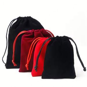 ถุงกำมะหยี่สีดำพิมพ์โลโก้ตามสั่ง ขายส่ง รับออเดอร์จำนวนน้อย รับดรอปชิป บรรจุภัณฑ์ของขวัญแบบเชือกรูดสำหรับใส่เครื่องประดับ - Product Image 3