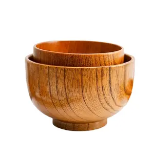 Natural log tableware bamboo ramen bowl japanese style -rice bowl Japanese wooden bowl