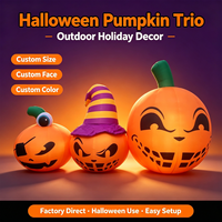 Lot de trois citrouilles gonflables d'Halloween, imperméables, en tissu Oxford, 8-10 pieds, personnalisables pour la publicité, la décoration de jardin, de fête et d'événements