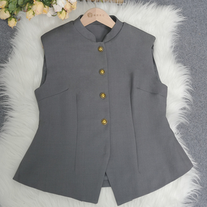 Chaleco de Traje de Alta Calidad para <span class=keywords><strong>Mujer</strong></span>, Estilo Abrigo <span class=keywords><strong>sin</strong></span> Mangas, Liso, con Botones, para Negocios - Product Image 6