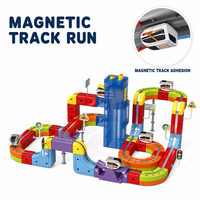 Ensemble de train électrique 123 pièces, blocs de construction magnétiques STEM, jouet pour enfants garçons, circuit ferroviaire à plusieurs niveaux, assemblage DIY