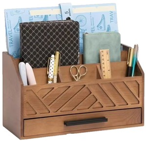 Wooden minimalist office desk <b>storage</b> <b>box</b> with <b>drawers</b> for sorting miscellaneous items and stationery. - Product Image 3