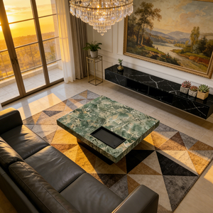 Mesa de Centro Moderna de Mármol Verde, Mesa Rectangular de Piedra Natural de Lujo, Mueble Grande de Estilo Italiano para Sala de Estar - Product Image 1