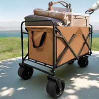Chariot de camping haut de gamme profond et surélevé, roues universelles, pliable en métal, poignée télescopique 200L, tissu Oxford 600D pour l'extérieur