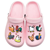 Breloques de chaussures en PVC souple en forme d'animaux de dessin animé, décorations de chaussures coq et poule, ornements de chaussures détachables pour sabots de poulet DIY