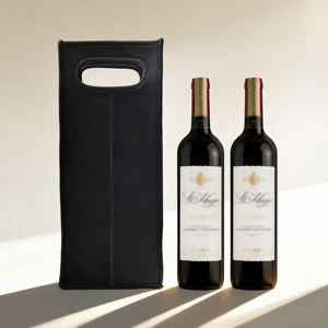 Sac isotherme pour vin à deux bouteilles, réutilisable, avec logo personnalisé, design matelassé en polyester, pour garder au frais - Product Image 1