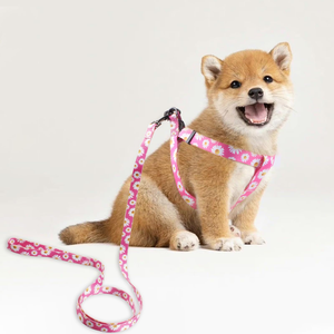 Fashion Adjustable Heavy-Duty Floral Polyester <b>Dog</b> Leash Set Button Neck-Free Chest Strap for <b>Small</b>/Medium/Large <b>Dogs</b> - Product Image 5
