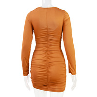 Nuevo Vestido Corto Sexy para Mujer, Manga Larga, Cuello en V Profundo, Plisado, para Fiesta Nocturna en Club