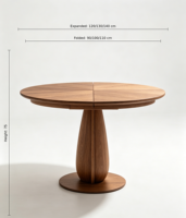 Table à manger ronde moderne de luxe en chêne avec plateau en marbre, 4 places, base extensible, meubles de villa, hôtel, salle à manger familiale