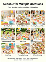 Bols et assiettes en papier jetables écologiques compatibles micro-ondes, vaisselle de pique-nique en gros pour mariages et réceptions