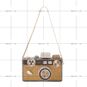 Women Vintage <b>Camera</b> Crystal Evening <b>Bag</b> Dazzling Rhinestones Clutch Purse Chic Handbag for Wedding Guest Theme Party - Product Image 3