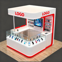 Vitrine mobile Kiosque de téléphone portable pour le shopping Éclairage LED Vitrine en verre Centres commerciaux de détail Kiosque de réparation de téléphone