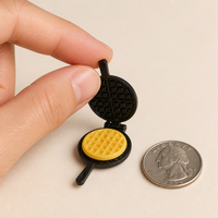 Machine à gaufres miniature 1:12 pour maison de poupée avec aliments factices, modèle de gaufrier en alliage métallique, jouet de cuisine, vente en gros