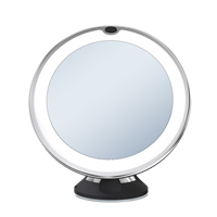 Miroir cosmétique rond à LED grossissant 10x, miroir de coiffeuse mural, ventouse, alimentation par piles AAA/USB-C pour salle de bain