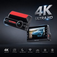 Caméra de tableau de bord de voiture 4K à double objectif avant avec WiFi, écran 3 pouces, Type-C, batterie 200 mAh, Time Lapse, 128 Go, garantie 1 an