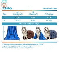 Serviette de plage pour chien COLLABOR 3 couleurs 400 GSM en microfibre, personnalisable, séchage rapide, super absorbante, grande serviette avec poche pour chien