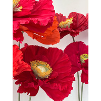 Coquelicots en papier artificiels géants faits à la main avec base en métal-Léger et respectueux de l'environnement