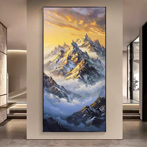 Bán Buôn Lớn 3D Vàng Đỉnh Núi Nhà Tường Nghệ Thuật 2025 Hiện Đại Dọc Treo Phong Cảnh Pha Lê Sứ Sơn - Product Image 4