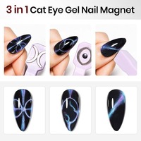 Aimant pour ongles effet œil de chat, 4 pièces, aimant pour vernis à ongles effet œil de chat, bâtonnet magnétique multifonction à double tête