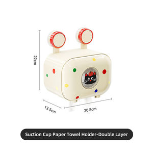 Porte-rouleau de papier toilette mural adhésif étanche style vintage mignon avec couvercle fermé pour salle de bain - Product Image 6