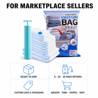 En stock – Lot de 20 sacs de compression sous vide réutilisables pour vêtements avec pompe électrique – Gain de place – Coffret de vente au détail