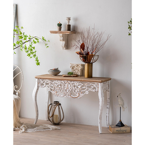 <span class=keywords><strong>Table</strong></span> <span class=keywords><strong>Console</strong></span> Vintage en Bois Massif Style Américain Patiné, Meuble de Salon Durable au Design Européen pour la Maison - Product Image 1