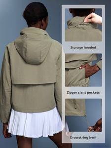 Veste d'extérieur à capuche pour femmes coupe-vent compressible imperméable, imperméable léger coupe-vent respirant Trekking Manteau de <span class=keywords><strong>randonnée</strong></span> - Product Image 5