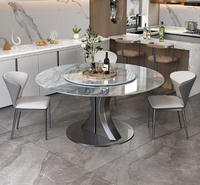 Ensemble de table et de chaises rondes en marbre naturel de luxe, imperméable, avec plateau en marbre, pour la maison et la restauration