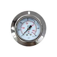AKS 63mm 2.5 Inch High Pressure Gauge 0-60 Bar 0-870 PSI Center Back Mount with Front Flange 1/4 BSP Panel Manometer