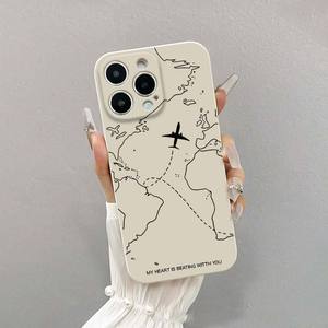 เคสโทรศัพท์มือถือทีพียูขอบตรงพิมพ์ลายเครื่องบินและ<span class=keywords><strong>แผนที่</strong></span>สำหรับ iPhone 7 8 x XR XS 11 12 13 14 15 16 17 PRO MAX - Product Image 6