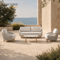 Fauteuil pivotant de jardin moderne en aluminium avec design en corde, chaise de jardin avec coussins résistants aux intempéries pour hôtel et terrasse