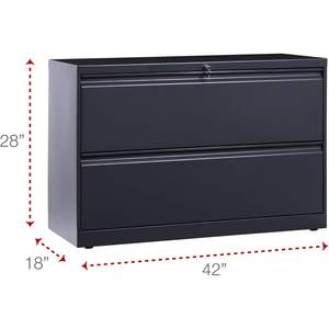Archivador Lateral Metálico Alera de 42 x 18.63 x 28 Pulgadas con 2 Cajones para Documentos Tamaño Legal/Carta, Color Carbón - Product Image 2