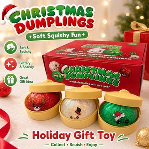 Jouet sensoriel anti-stress en silicone TPE en forme de boulette de Noël géante, scintillante, à presser pour enfants - Product Image 5