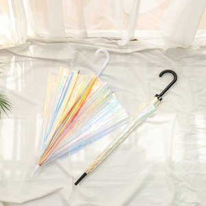 <span class=keywords><strong>Parapluie</strong></span> Moderne Droit et Tendance, Brillant, Réfléchissant, Scintillant, Iridescent, Laser, en Plastique Holographique, à Ouverture Automatique, Résistant aux UV - Product Image 6