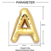 Vente en gros de breloques en forme de bulle avec initiales en acier inoxydable plaqué or 18 carats, pendentif de nom pour femmes, alphabet A-Z, cadeau de bijoux