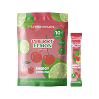 Mélange de boisson énergisante naturelle en poudre de caféine 200 mg avec vitamines B12 et thé vert, certifié Halal, sans sucre pour adultes