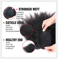 Queue de cheval à cordon en cheveux brésiliens Remy, extension capillaire bouclée profonde à clipser instantanément, style Afro Body Wave