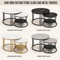 Table basse de balcon de style nordique avec plateau en pierre et base en métal, petite table d'appoint pour salon, table basse moderne