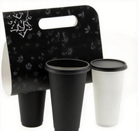 Porte-gobelet en papier à double paroi écologique personnalisé pour l'emballage de boissons à emporter café thé lait avec poignée de base