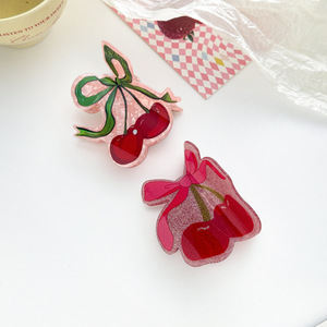 New Arriving <b>Sweet</b> Cherry Plastic Acrylic Hair Claw 7.5CM Fruit Shape Hair Clip Children Women Fashion Hair Accessories - Product Image 4